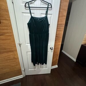 torrid Dark Green Velvet Midi Dress with Spaghetti Straps